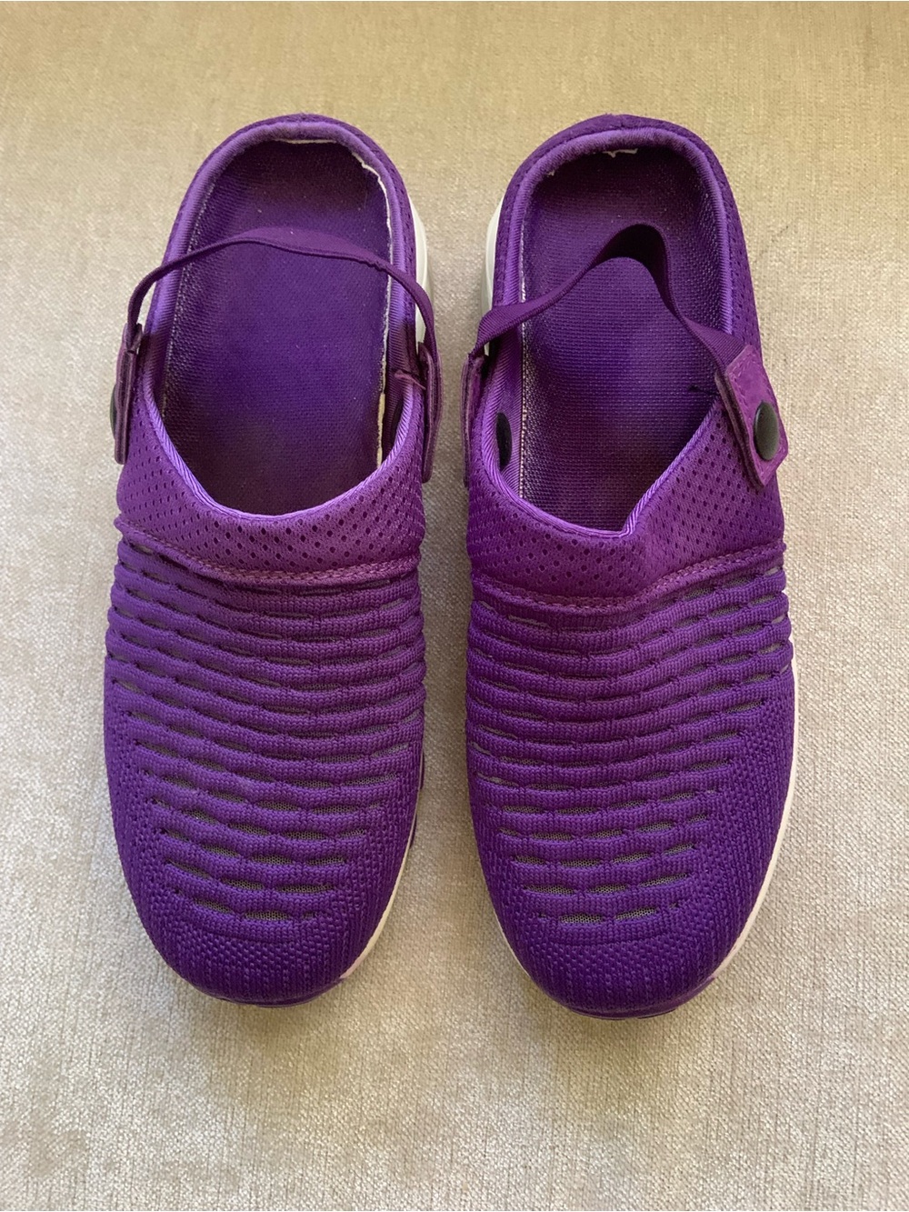 Source Unknown Deep Purple Knit Slip-On Mules with Adjustable Strap